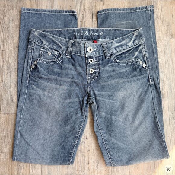 Guess Denim - Guess Jeans Women's Low Rise Bootcut Jeans Size 30 x 32 Blue Wash Embroidery Y2K